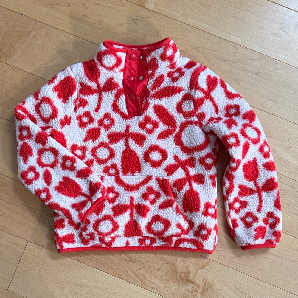 Cat & Jack Red and White Floral Women's Sweater
